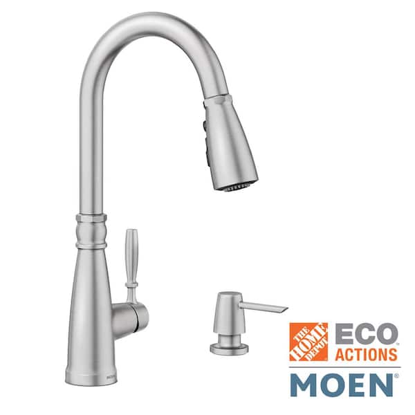 ◆バウマン◆baumann◆バーチカル◆W180×230◆O-2605BL1◆ MOEN Boman Single Handle Pull-Down Sprayer Kitchen Faucet with
