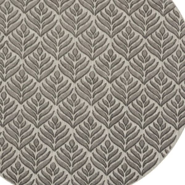 Charcoal 8 ft. Round Loomed Floral Polypropylene Round Indoor/Outdoor Area Rug