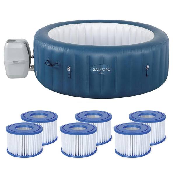 Bestway SaluSpa Milan 4-Person Airjet Plus Inflatable Hot Tub and 6-Coleman Type VI Filter Cartridges