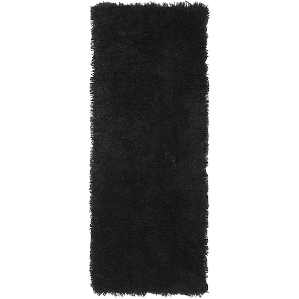 SAFAVIEH Classic Shag Ultra Black 2 ft. x 6 ft. Solid Runner Rug