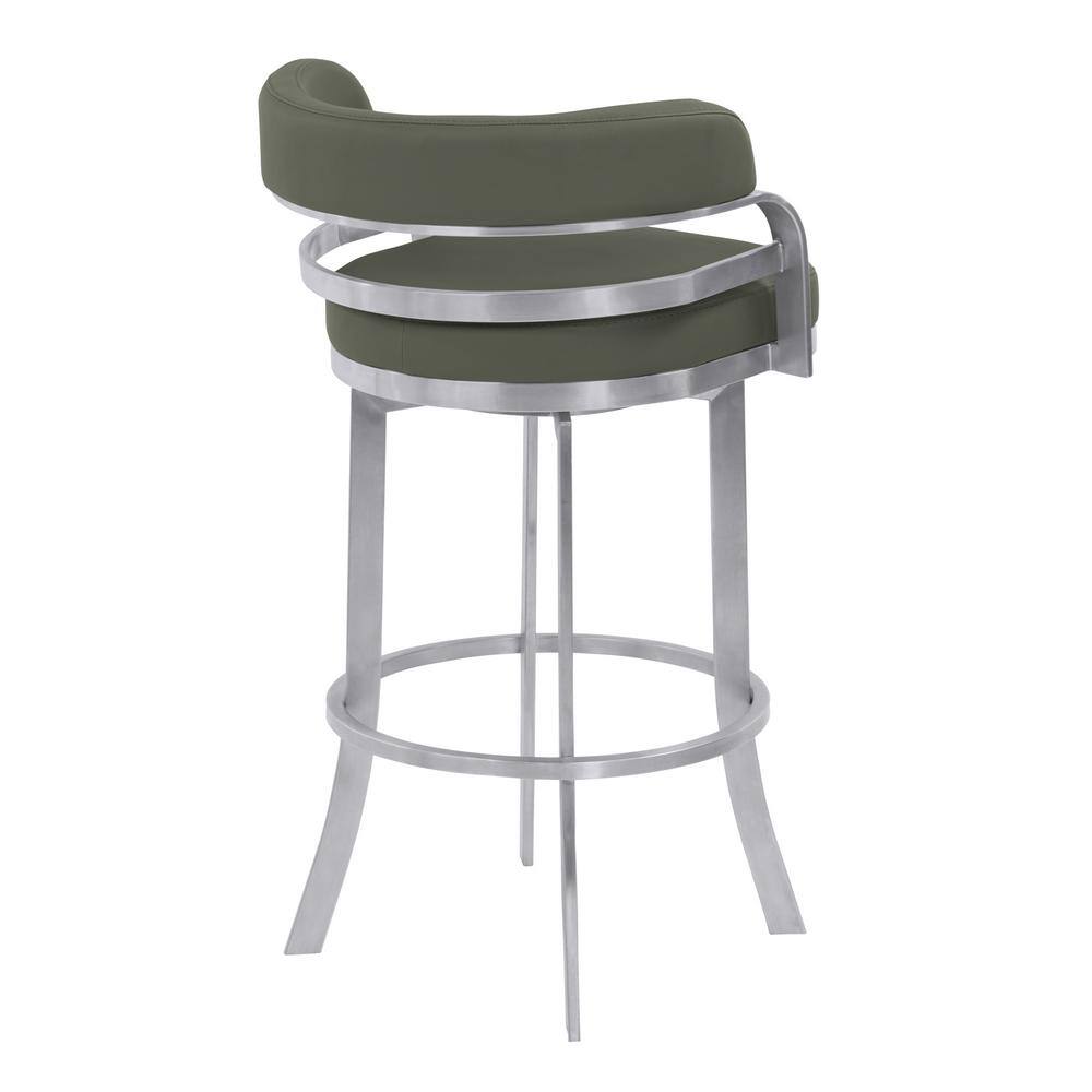 Gray Faux Leather and Metal Swivel Bar Stool