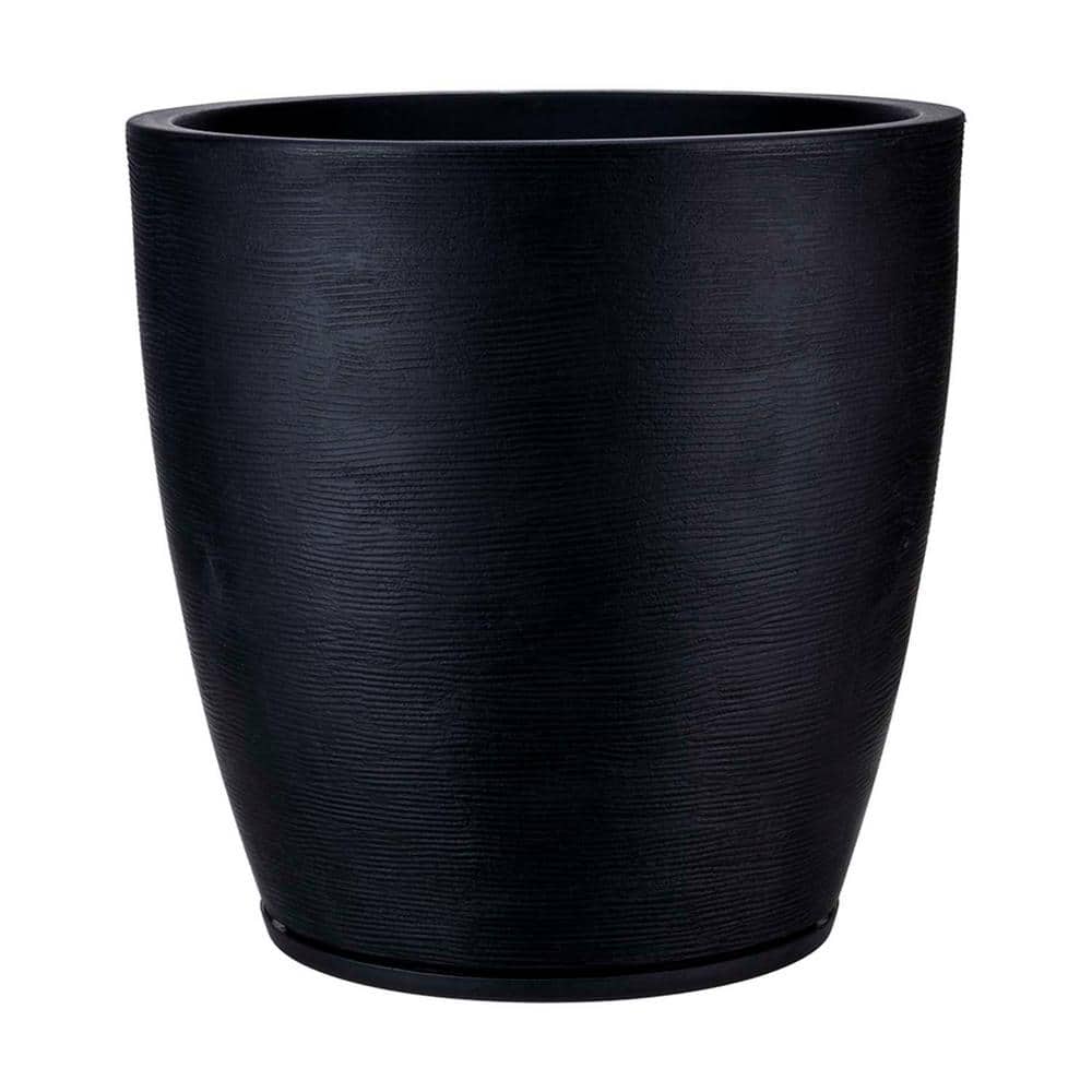 FLORIDIS Amsterdan XLarge Black Plastic Resin Indoor and Outdoor Planter Bowl 10.16.0248 The