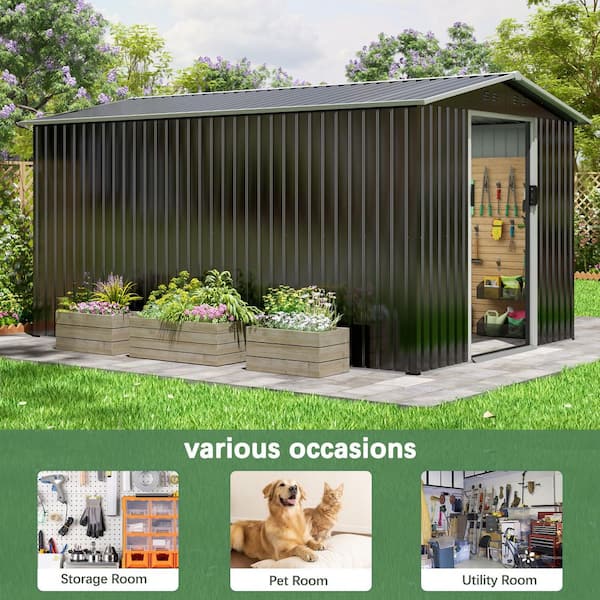 JAXPETY 8 ft. W x 12 ft. D Outdoor Storage Metal Shed