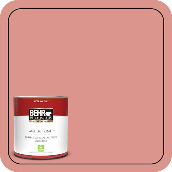 BEHR PREMIUM PLUS 1 qt. #180D-4 Coral Serenade Flat Low Odor Interior Paint & Primer