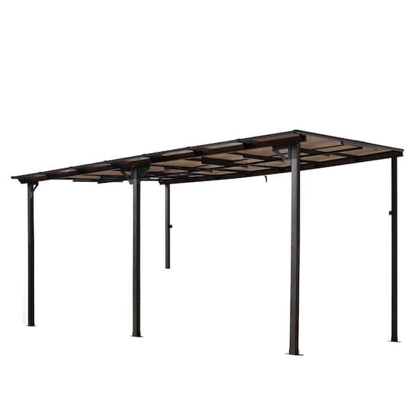 10 ft. x 12 ft. Outdoor Polycarbonate Wall-Mounted Pergola Gazebo Awing