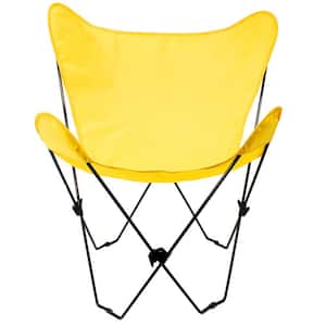 Butterfly Chair and Cover Combination w/Black Frame, Yellow