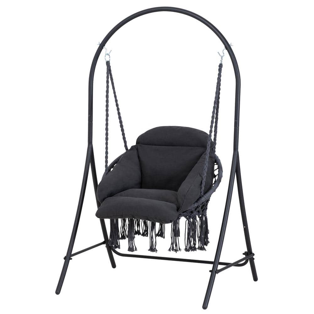 Atesun 6.1 ft. Hammock Chiar with Stand, 330 lbs. Capacity in Gray