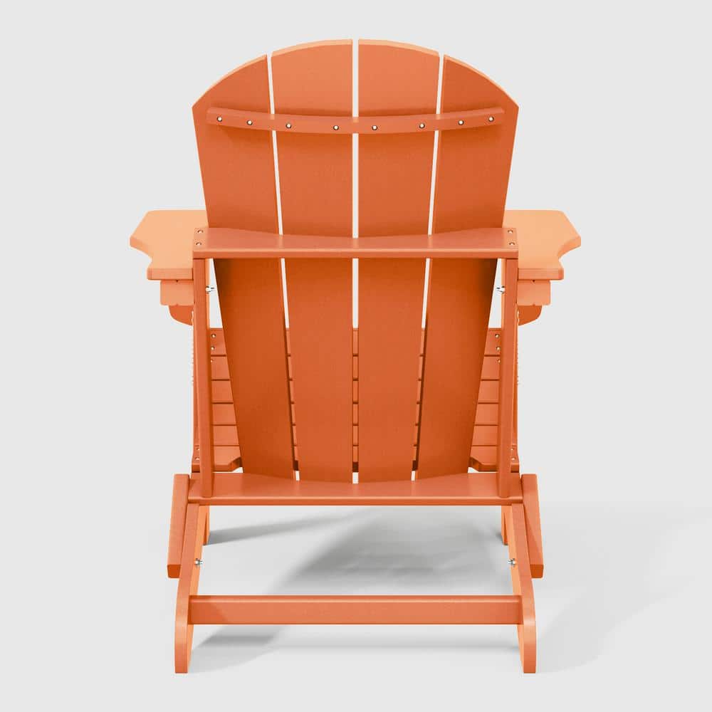 Orange HDPE Folding Adirondack Chairs Set of 2