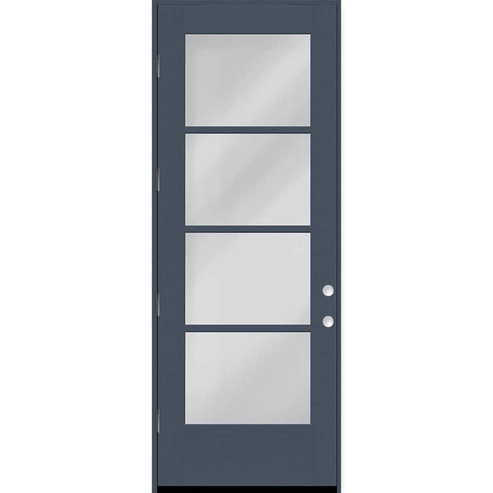 Legacy 30 in. x 96 in. Icon 4-Lite Modern Clear Glass RHOS Dark Denim Fiberglass Prehung Front Door with 4-9/16 Jamb price history on PriceWatchPro