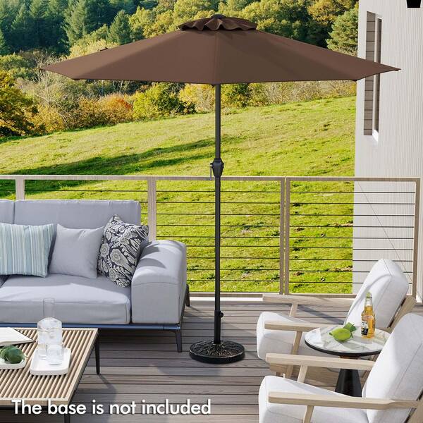 6 person round patio table with umbrella hole VICLLAX 47.2