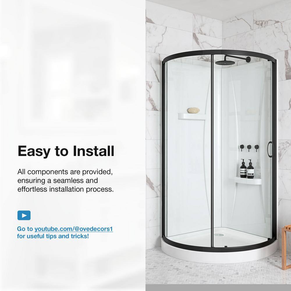 Breeze 38 in. Black Framed Corner Shower Kit with Clear Glass