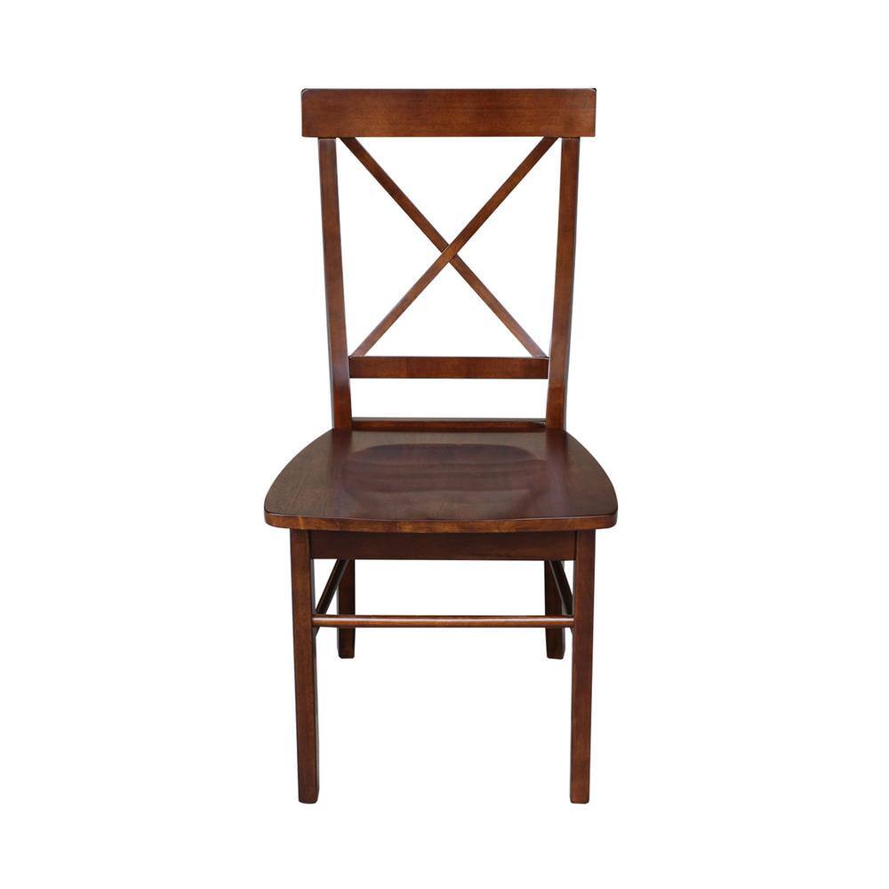 Espresso High Cross Back Solid Wood Side Chairs, Set of 2