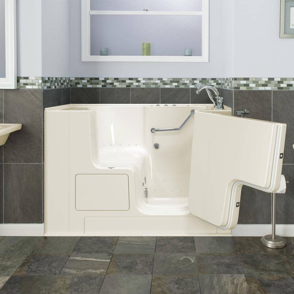 52'' x 32'' Linen Fiberglass Walk-in Bathtub with Chrome Faucet