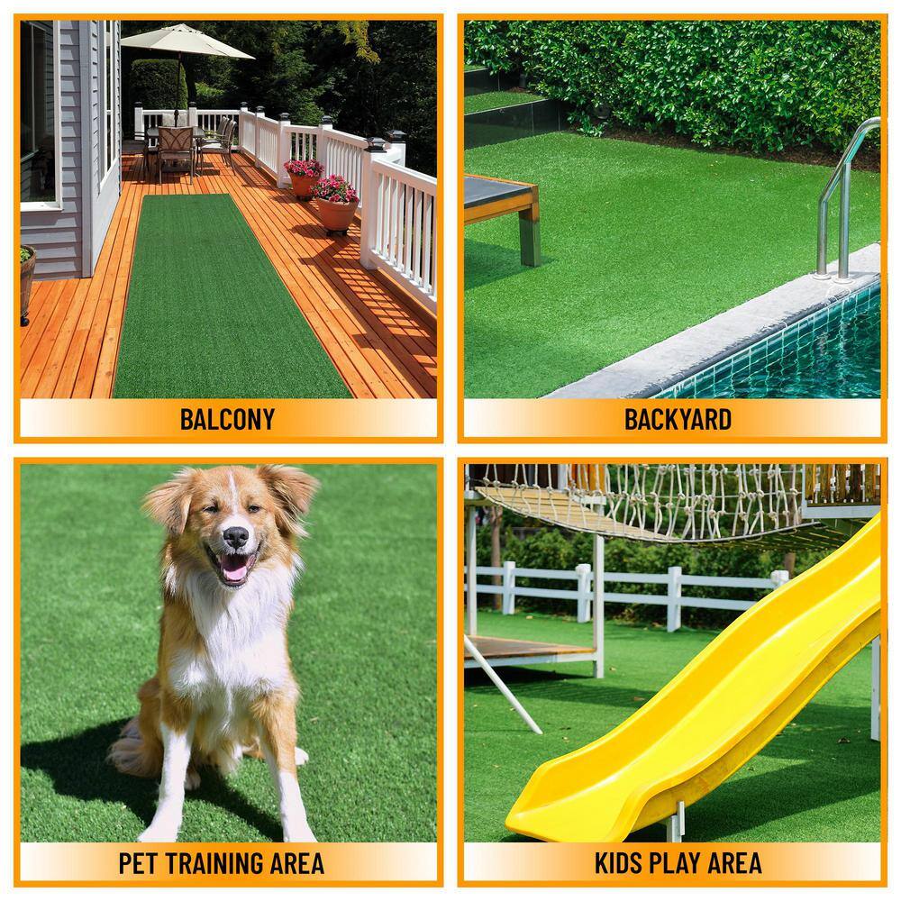 Green Polypropylene Indoor/Outdoor Artificial Grass Runner Rug 3ft x 35ft