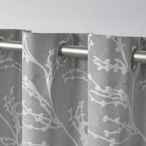 Kilberry Ash Grey Nature Woven Room Darkening Grommet Top Curtain, 52 in. W x 63 in. L (Set of 2)