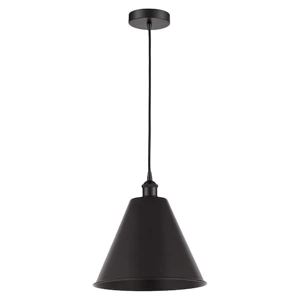 Innovations Edison Cone 100-Watt 1-Light Matte Black Standard Mini Pendant Light with Metal Shade