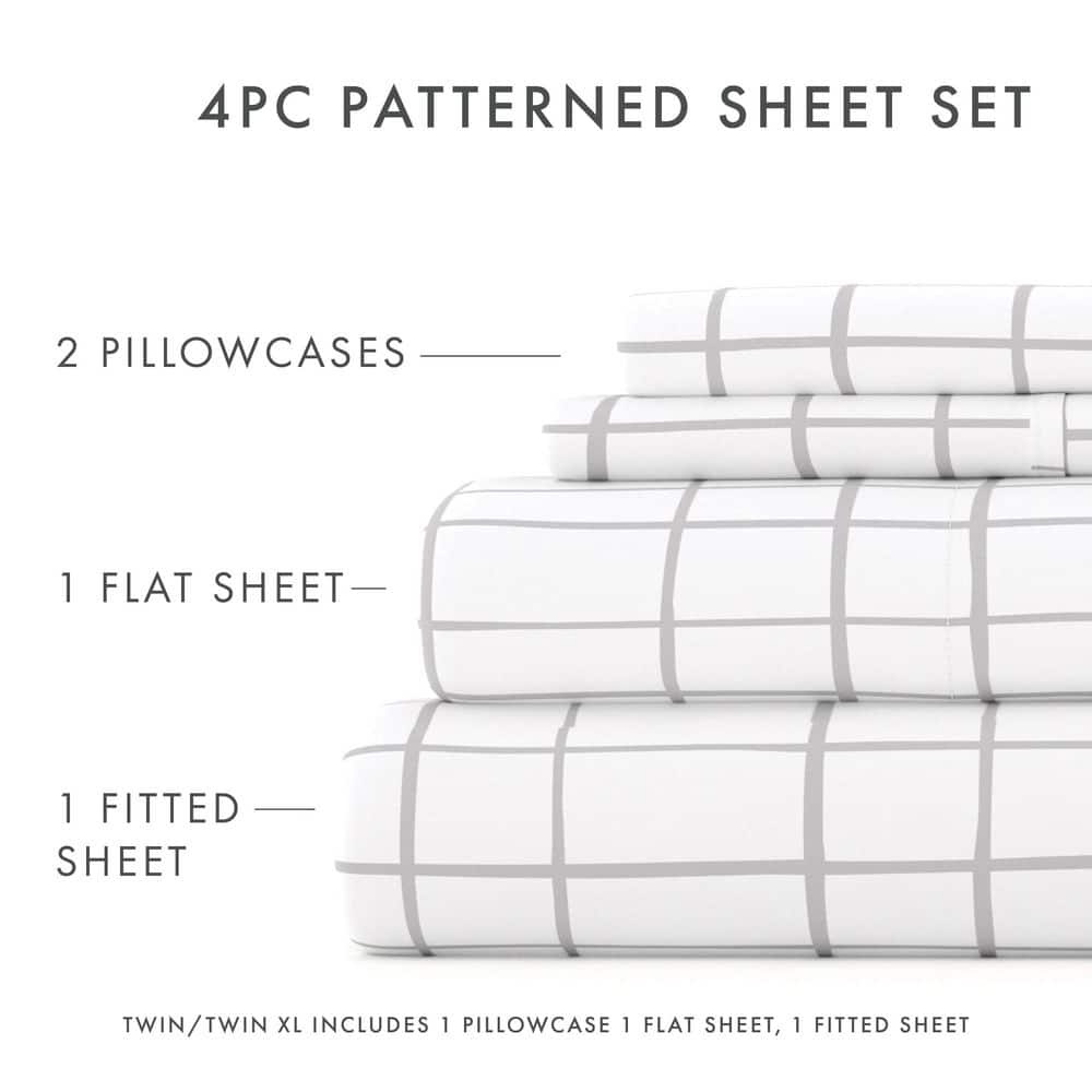 California King Light Gray Cotton Polyester Microfiber Sheet Set