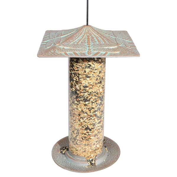 Whitehall Products 12 in. Copper Verdigris Dragonfly Tube Feeder