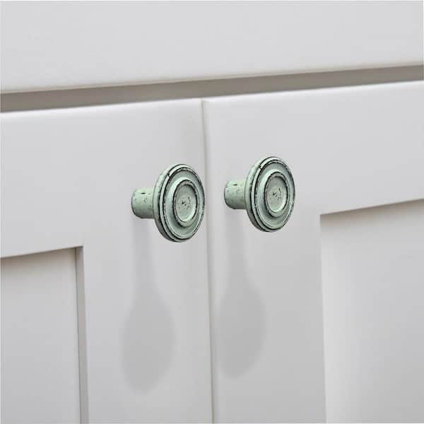 Ringed 1-1/2 in. (38 mm) Distressed Grey Patina Cabinet Knob