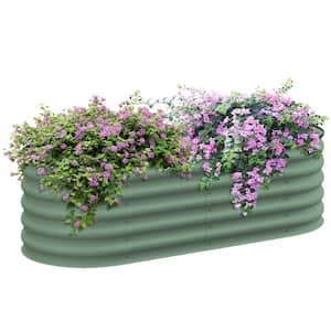 59 in. x 23.5 in. x 16.5 in., Galvanized Steel Raised Garden Bed Kit, Planter Box with Safety Edging, Green