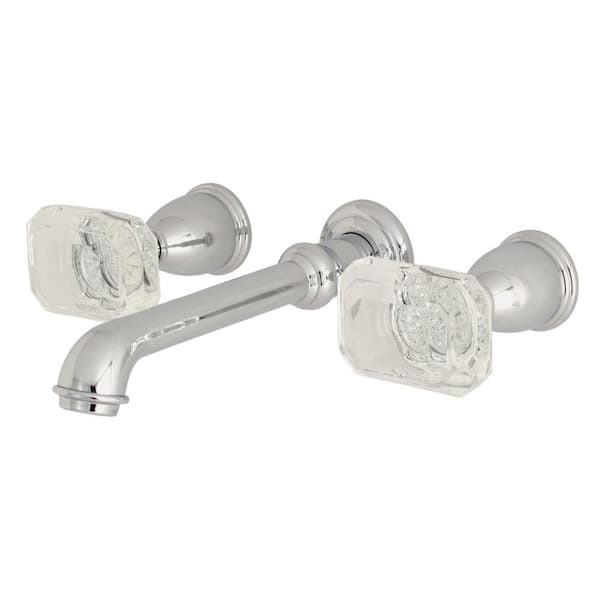 Kingston Brass Krystal Onyx 2-Handle Wall Mount Bathroom Faucet in Chrome