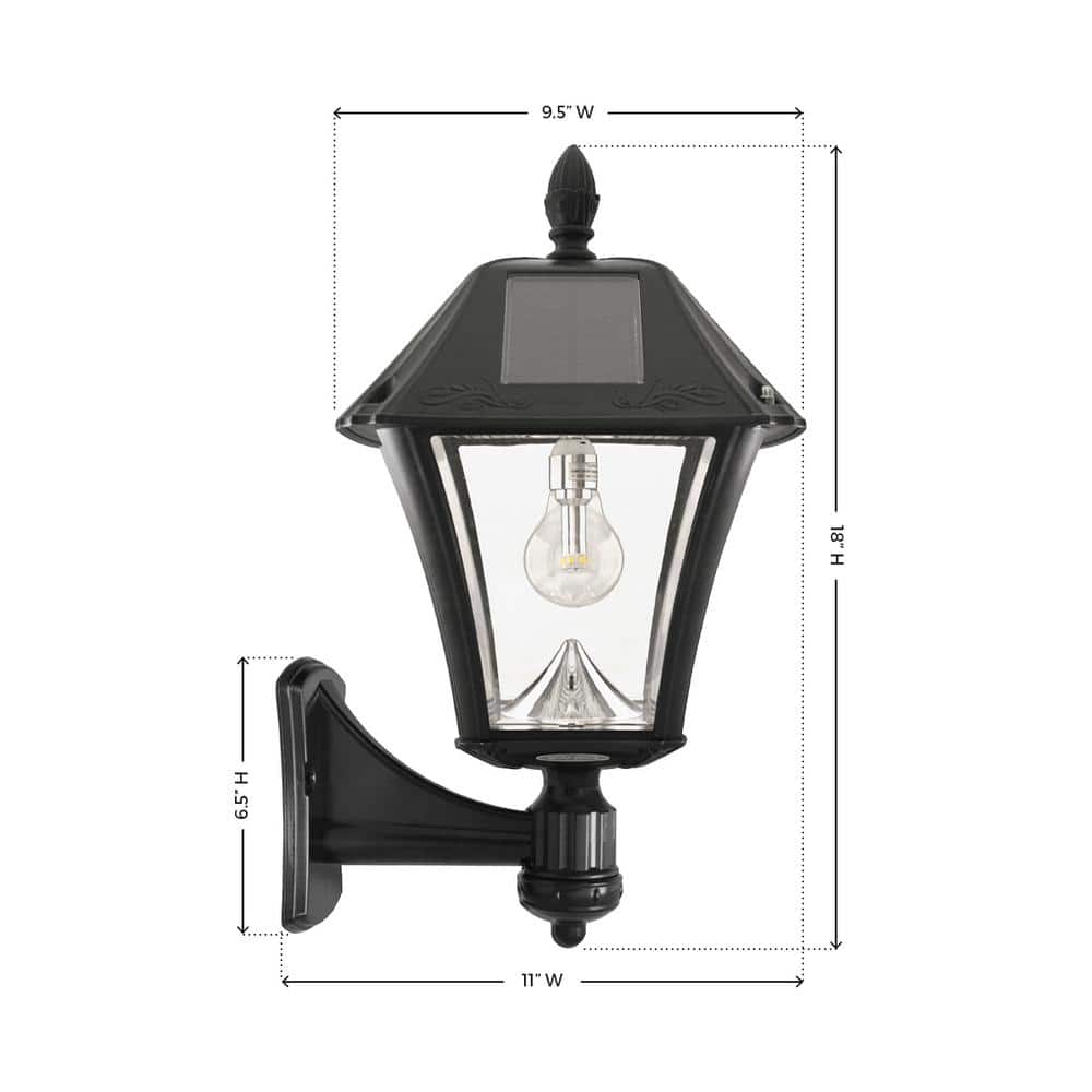 Baytown II Bulb 1-Light Black LED Outdoor Solar Post Light with Wall Sconce and Pier Base Mount Options