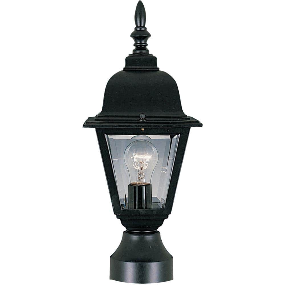 Black Aluminum 16" Outdoor Post Light with Clear Glass
