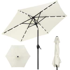 7.5 ft. Market Solar Tilt Patio Umbrella in Cream White
