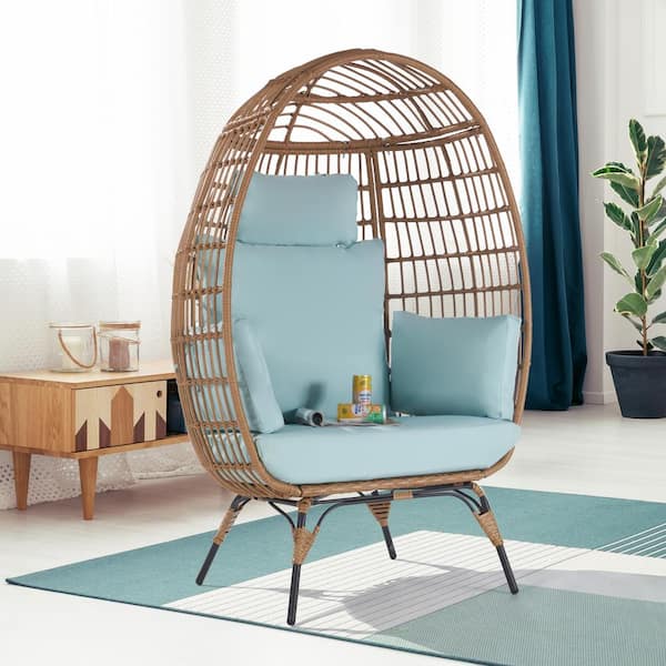 BFB Outdoor Oversized Brown Rattan Egg Chair Indoor Outdoor Chair