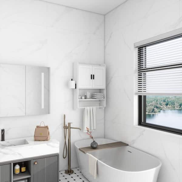 21.65 in. W x 7.48 in. D x 32.48 in. H Bathroom Storage Wall Cabinet in White