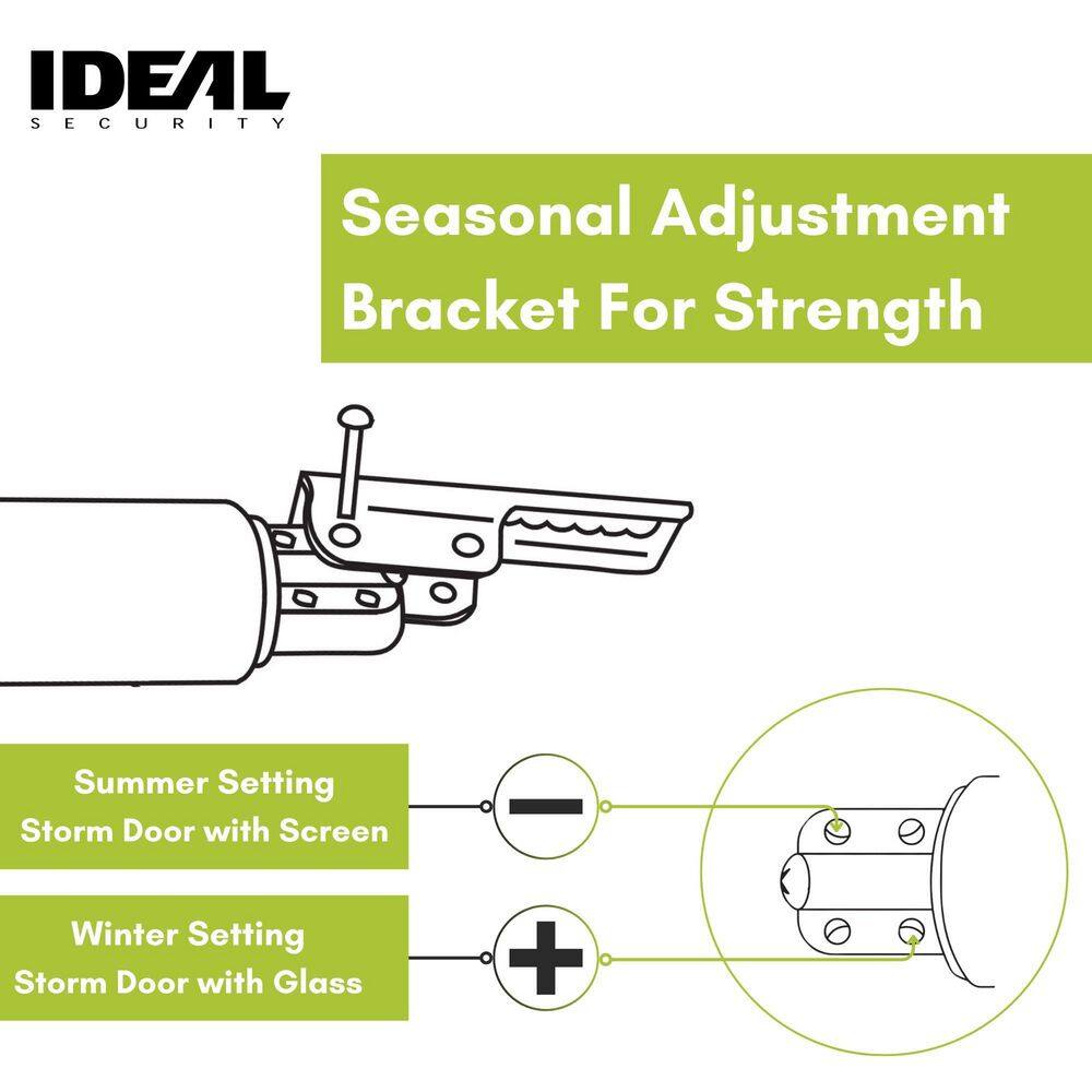 Universal White Pneumatic Storm Door Closer with Adjustable Speed
