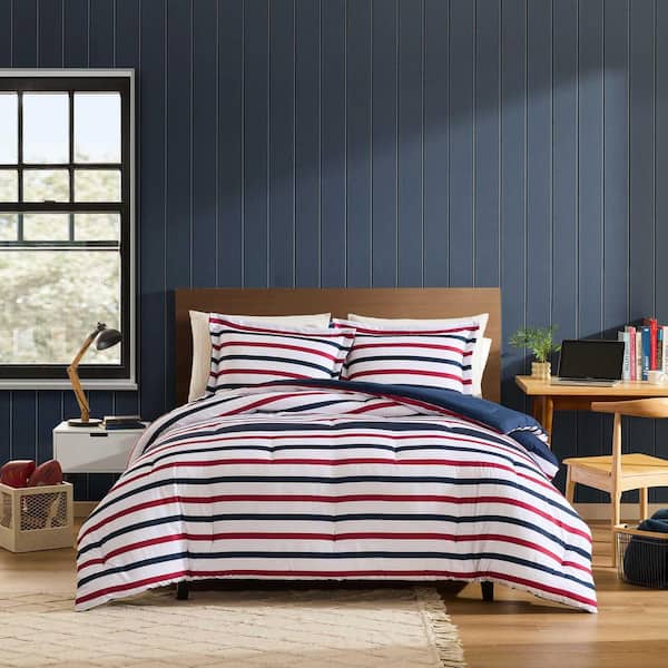 Clove Hitch Stripe 2-Piece Dark Blue Microfiber Tw/Twxl Comforter Set