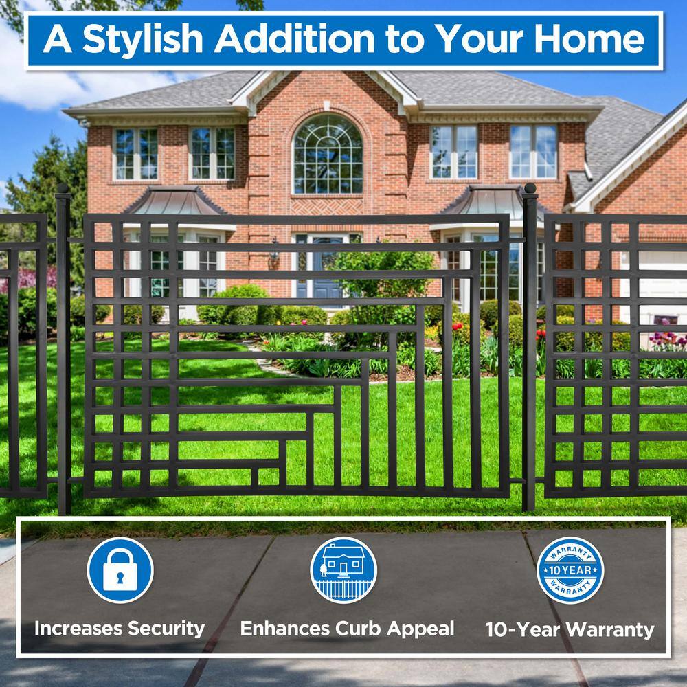 Kyiv Style Black Steel 8x5 ft Ornamental Fence Panel