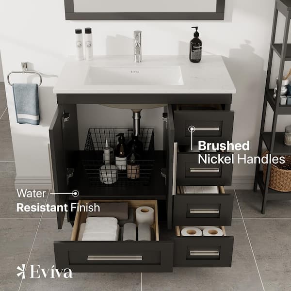 Loon 30 in. Single Sink Espresso Bath Vanity with White Carrara Quartz Top (Assembled)