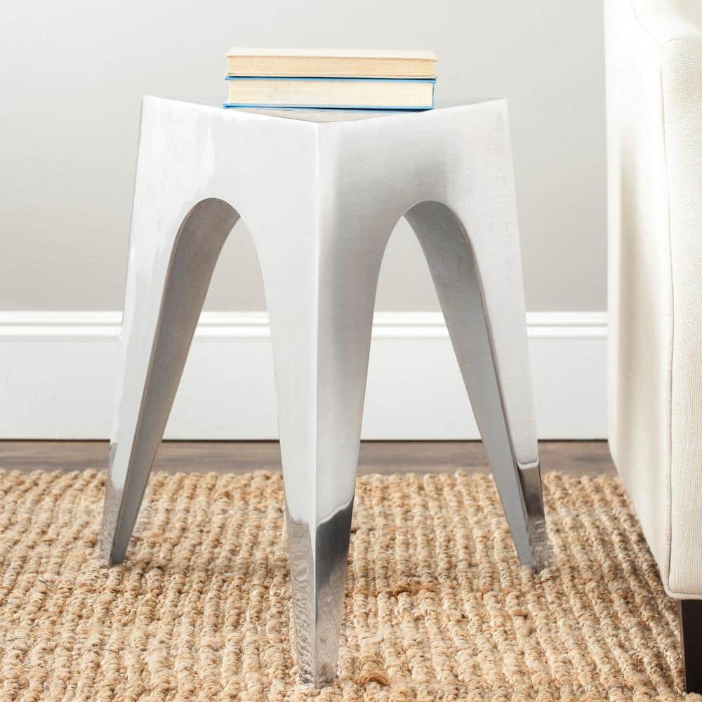 Indium Silver Triangular Aluminum Accent Table