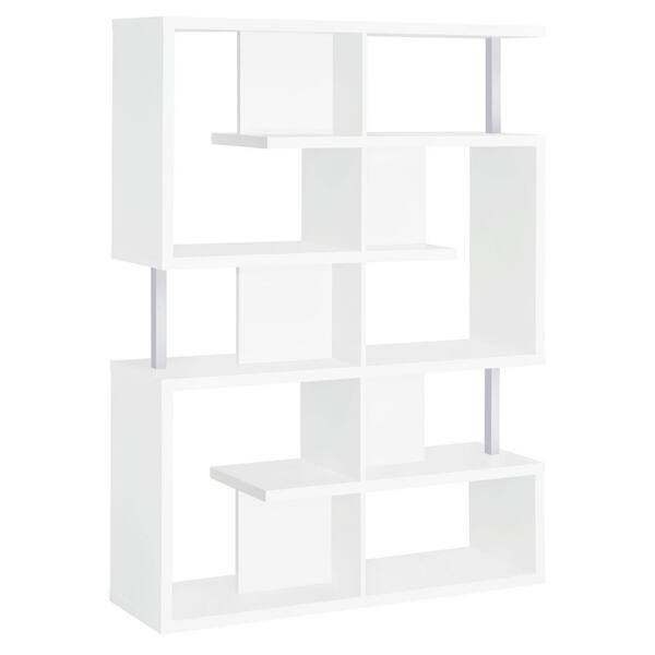 Coaster 63.25 in. White Wood 7-shelf Etagere Bookcase with Open