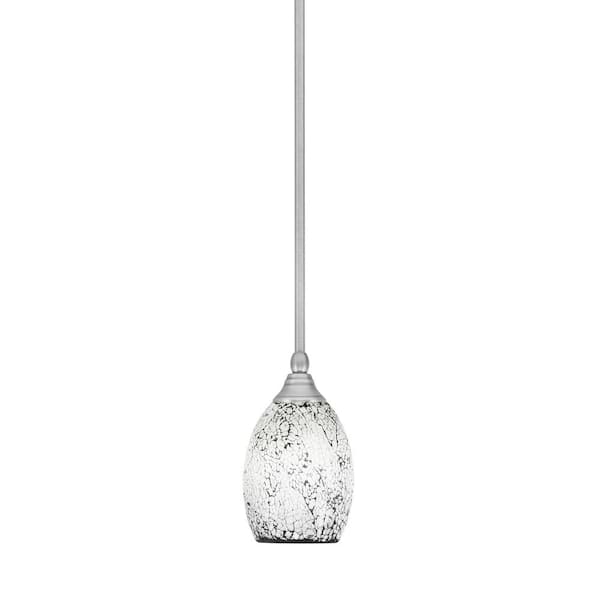 Unbranded Sparta 100-Watt 1-Light Brushed Nickel Shaded Pendant Light Mini Pendant with Black Fusion Glass and No Bulb Included