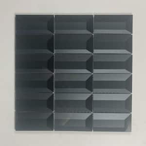 Secret Dimensions Glossy Blue Gray 12 in. x 12 in. Rectangle Mosaic Glass Backsplash Wall Tile (1 Sq. Ft./Piece)