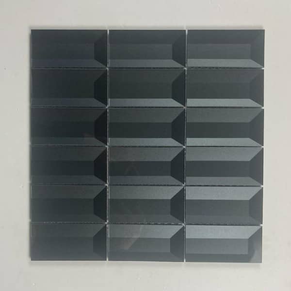 ABOLOS Secret Dimensions Glossy Blue Gray 12 in. x 12 in. Rectangle Mosaic Glass Backsplash Wall Tile (1 Sq. Ft./Piece)