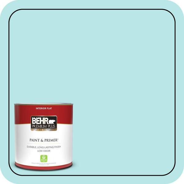 BEHR PREMIUM PLUS 1 qt. #500A-2 Refreshing Pool Flat Low Odor Interior Paint & Primer
