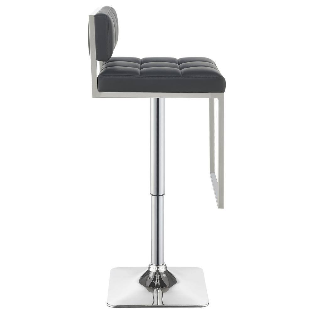 Gray Adjustable Faux Leather Bar Stool with Chrome Base