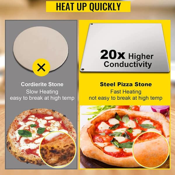 VEVOR Pizza Steel, 20 x 14 x 3/8 Pizza Steel Plate for Oven,  Pre-Seasoned Carbon Steel Pizza Baking Stone with 20X Higher Conductivity,  Heavy Duty Rustproof Pizza Pan for Outdoor Grill, Indoor
