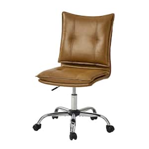 Earl Camel Modern Faux Leather Swivel Task Chair with Metal Base