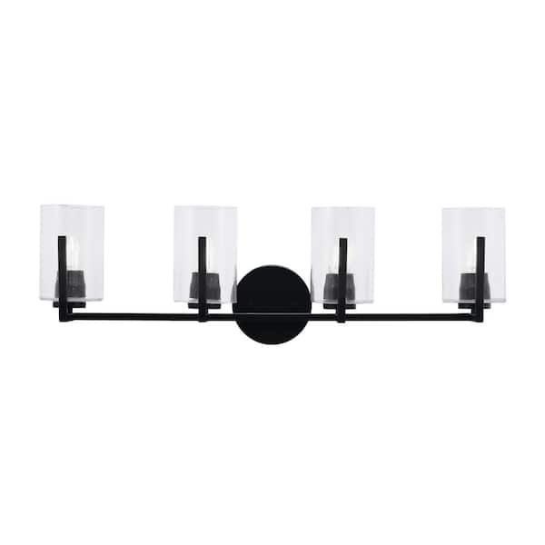 Unbranded Cottonwood 29 in. 4-Light Matte Black Vanity Light