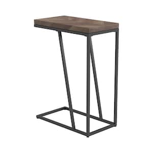 10 in. Tobacco and Black Rectangle Wood Accent Table