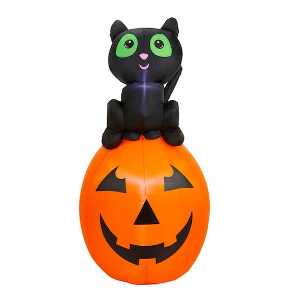 Home Accents Holiday 4.5 ft Cat Jack-O-Lantern Halloween Inflatable  22GM28370 - The Home Depot