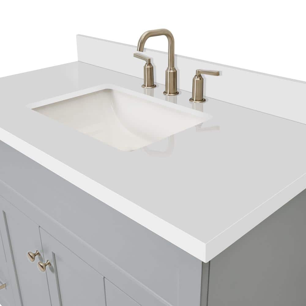 Hamlet 43" Gray Freestanding Single Vanity with White Quartz Top