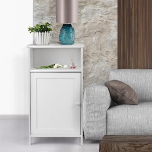Bathroom Floor Storage Cabinet Side Table Adjustable Shelf Organize Freestanding White
