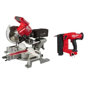 M18 FUEL 18V Lithium-Ion Brushless 7-1/4 in. Cordless Dual Bevel Sliding Compound Miter Saw w/18-Gauge Brad Nailer