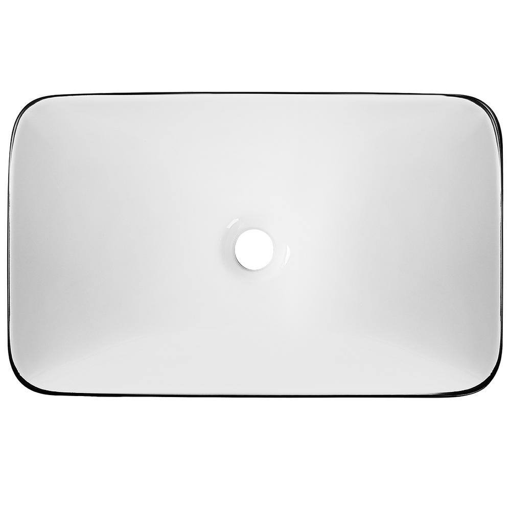 DeerValley Ally 19'' x 12'' Drop-In Bathroom Sink Semi-Recessed Vessel Sink Rectangular Above Counter Basin